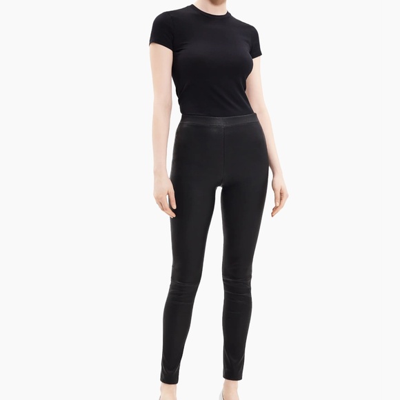 Theory Pull-On Leather Leggings - Picture 1 of 5